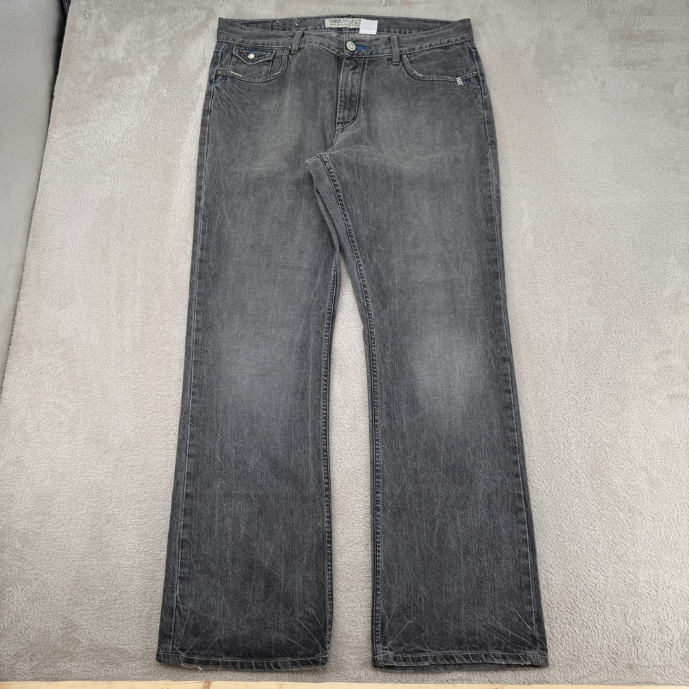 Y2K Lost Low Down‎ Fit Bootcut Jeans Mens 36 Gray Flaws Denim Streetwear Grunge